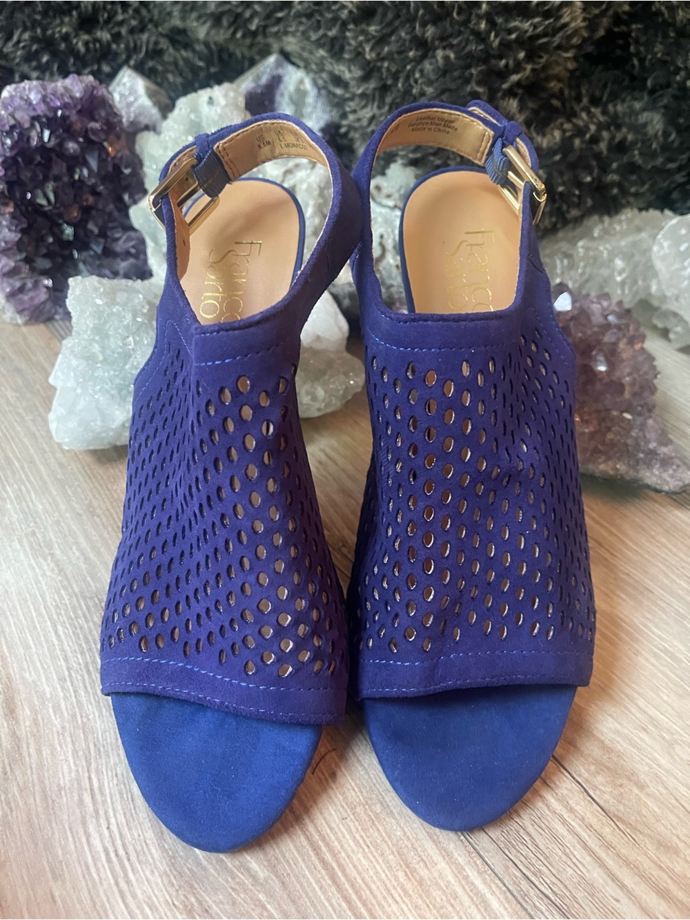 Franco Sarto Perforated Open-Toe Slingback Sandal - Deep Purple